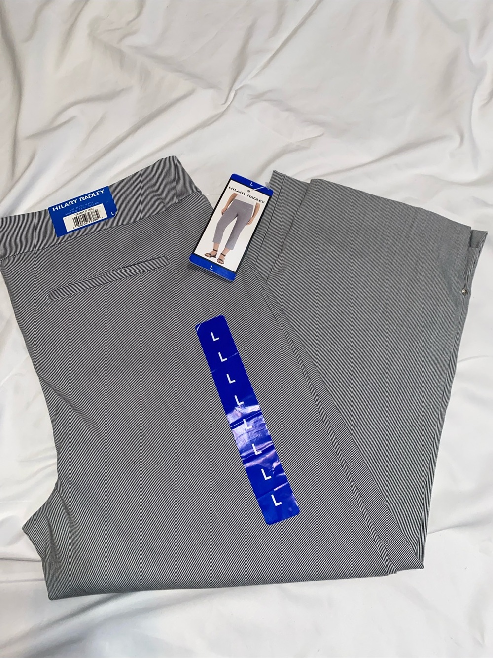 Hilary Radley Light Gray Pinstripe Pull-On Dress Pants